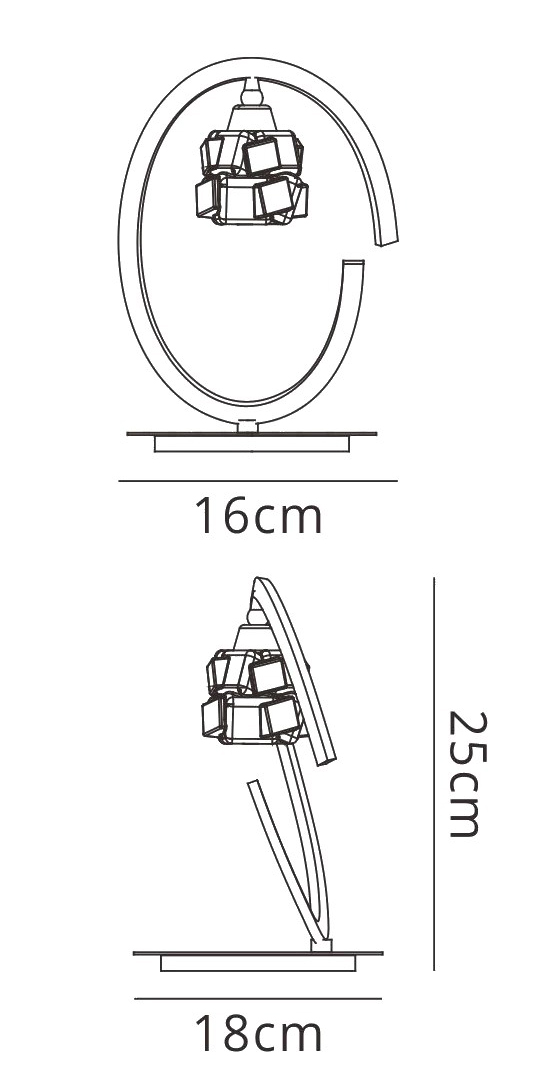 M1856  Ice SN 25cm 1 Light Table Lamp
